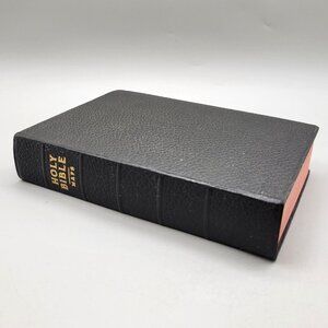 1955 Holy Bible With Maps Black Softcover Red Page Edges Vintage Religious Book